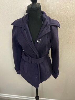 bloom purple  Belted Wool Peacoat